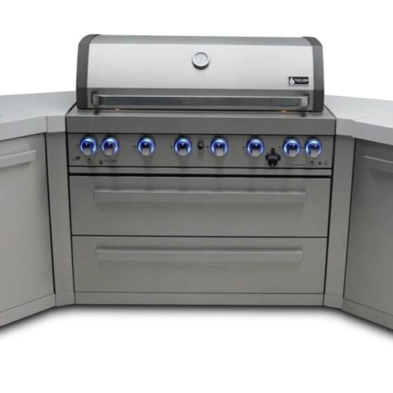 Mont Alpi Mont Alpi 805 Island with Two 45 Degree Corners 6-Burner Grill Stainless Steel