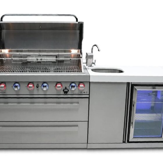 Mont Alpi Mont Alpi 805 Deluxe Island with Beverage Center 6-Burner Grill 2 Infrared Burners