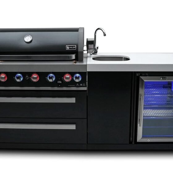 Mont Alpi Mont Alpi 805 Black Stainless Steel Island with Beverage Centre, Sink and Fridge